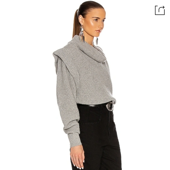 Isabel Marant poppy ribbed gray cashmere wool blend turtleneck sweater - Picture 13 of 14